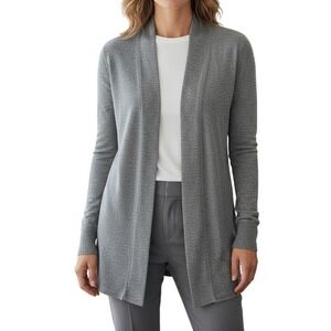 WHITE HOUSE BLACK MARKET Gorgeous Dove Gray Metallic L/S‎ Sweater EUC Size XS